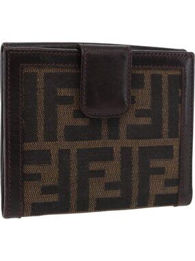 FENDI Zucca Canvas Bifold Wallet Black Brown